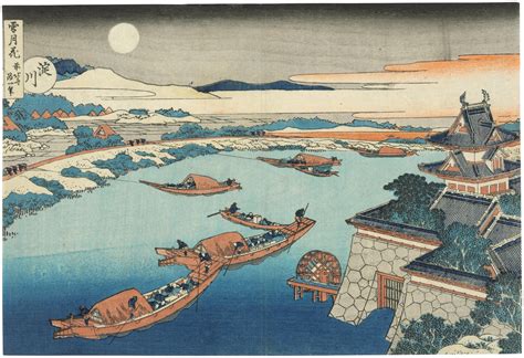 KATSUSHIKA HOKUSAI (1760–1849), Moonlight on the Yodo River (Yodogawa ...