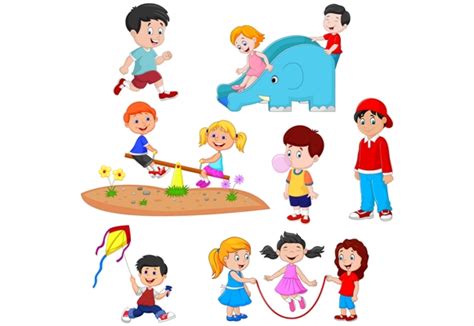 Cartoon Kids Playing Clipart Set Graphic Graphic by tigatelusiji ...