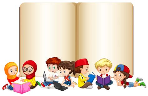 Download Children Reading A Book On A White Background | Wallpapers.com