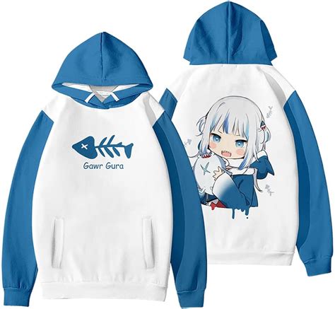 WYLINGER Gawr Gura Hololive VTuber Merch Spring Winter Women/Men's Long Sleeve Hooded Sweatshirt ...