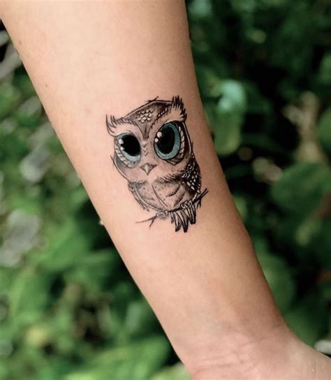 Cute Owl Head Tattoo