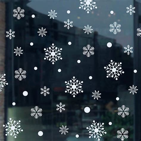 38PCS Xmas Snowflake Wall Window Sticker White Frozen Snow Flakes Vinyl Art Decal Sticker Window ...