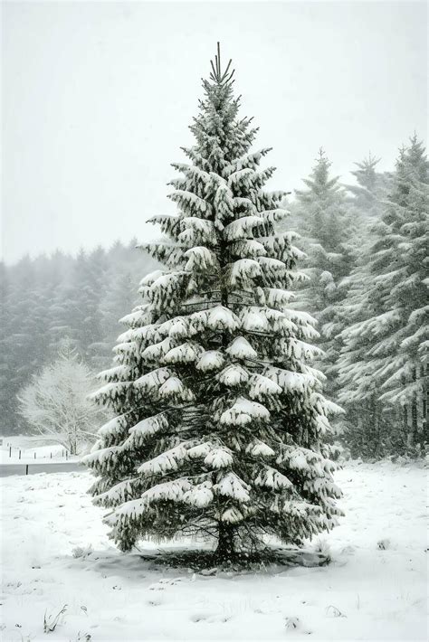 Pine trees or decorated christmas tree covered by snow on beautiful winter. Christmas theme ...