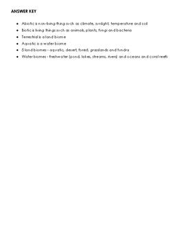 Ecosystems and Biomes Worksheet by Kelsey Dang | TPT