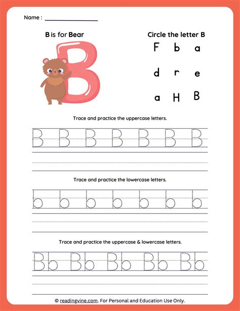 Tracing Uppercase and Lowercase Letter B Worksheet-image - ReadingVine