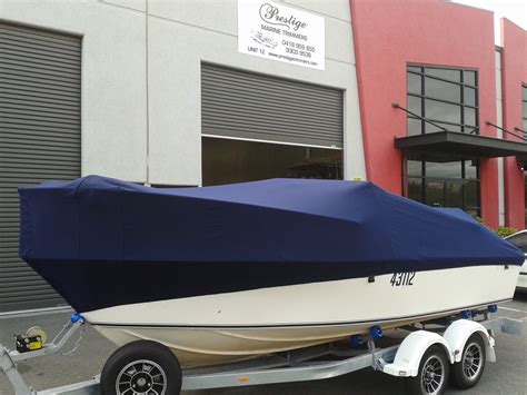 Full cover Navy Sunbrella2 | Prestige Marine Trimmers, Boat Covers Perth, Bimini tops, Boat ...