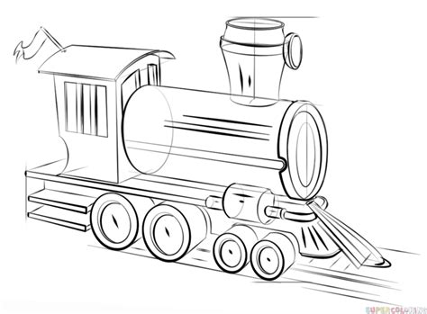 How to draw a steam train step by step. Drawing tutorials for kids and ...