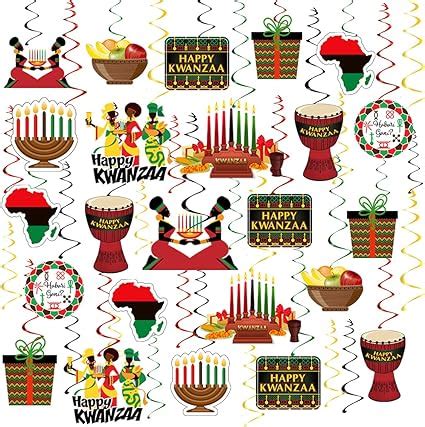 Amazon.com: Happy Kwanzaa Hanging Swirls Party Decorations - African Heritage Holiday Paper ...