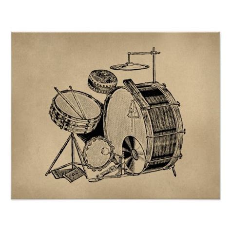 Vintage Drum Kit Drums Poster | Zazzle | Vintage drums, Drum kits, Antique illustration