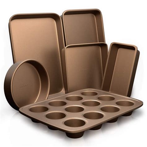 NutriChef NCBK6TR7 - Kitchen Oven Baking Pans - Non-Stick Bake Tray Sheet Bakeware Set (6-Pieces ...