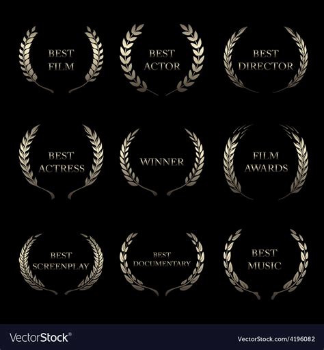 Film awards award wreaths on black background Vector Image