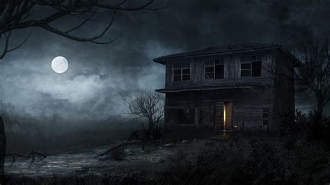 HD wallpaper: abandoned house, haunted, moonlight, night, trees, horror, scary | Wallpaper Flare