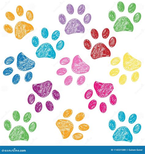 Colorful Paw Prints with Rainbow Colors. Paw Prints Pattern Stock Vector - Illustration of bear ...