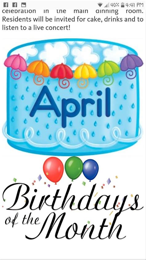 April Birthday Cake Clip Art