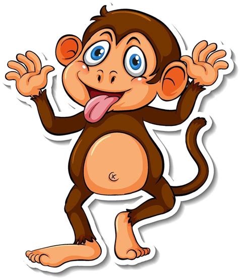 Funny monkey animal cartoon sticker 4442845 Vector Art at Vecteezy