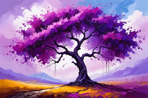 Premium AI Image | Landscape with an Unusual PurpleLeaved Tree Digital ...