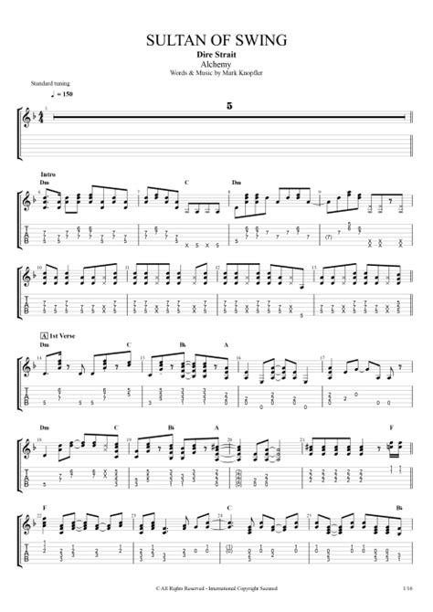 Sultans of Swing (Live) Tab by Dire Straits (Guitar Pro) - Full Score | mySongBook