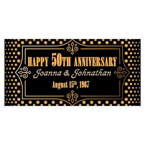 Amazon.com: 50th Wedding Anniversary Banner Gold and Black Personalized ...