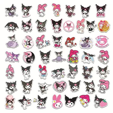 Buy Kuromi and My Melody Stickers Pack| 50pcs Cute My Melody Kuromi Sanrio Stickers for Laptop ...