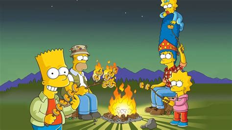 The Simpsons Wallpaper Hd - Cartoon Characters Around A Campfire - 1920x1080 Wallpaper - teahub.io