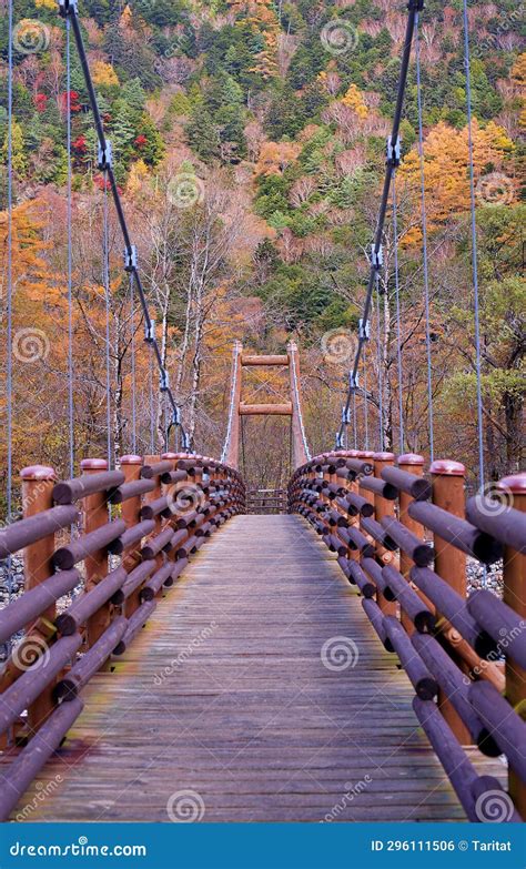 Scenery of Myojin Bridge in Late Autumn at Kamikochi National Park, Matsumoto, Nagano, Japan ...