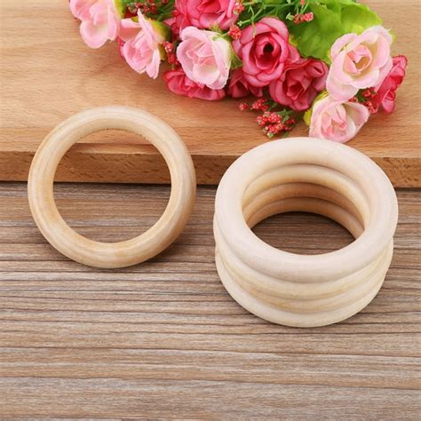 10pcs Baby Infant Natural Wood Teething Ring Teether Toy Wooden Bracelet DIY Craft, Baby Teether ...