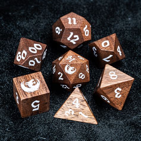 URWizards D&D Walnut Wood Dice Set | Urwizards