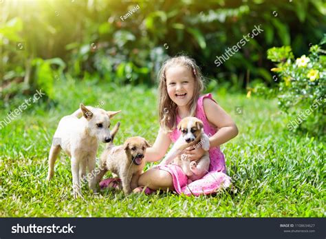 Kids Play Cute Little Puppy Children Stock Photo 1108634627 | Shutterstock