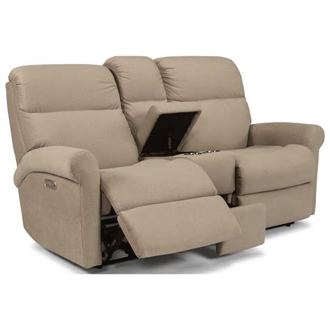 Flexsteel Davis Casual Reclining Loveseat with Cupholder Storage ...