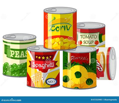 Pile of Different Canned Food Stock Vector - Illustration of package ...