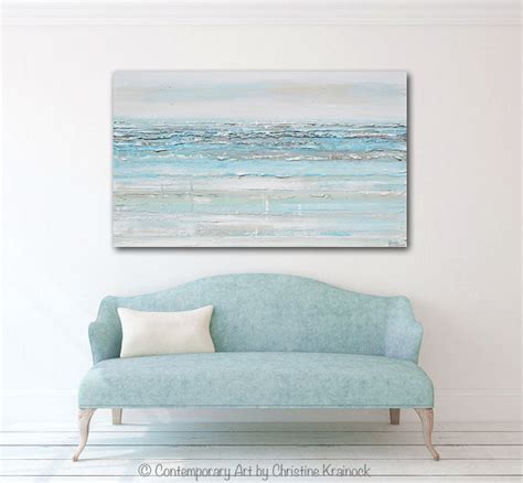 GICLEE PRINT Art Abstract Light Aqua Blue Painting White Grey Coastal – Contemporary Art by ...