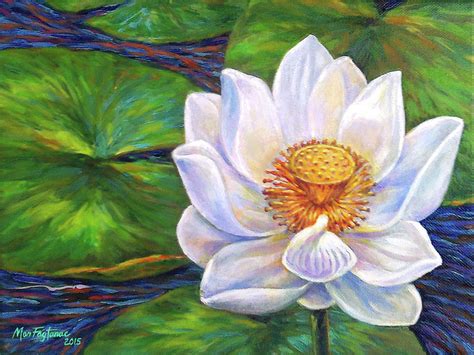 White Lotus Flower Painting by Mon Fagtanac