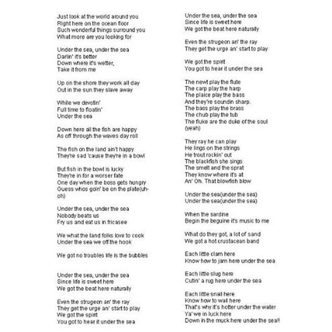 Under The Sea Lyrics Little Mermaid Disney 745222-Under The Sea Lyrics Little Mermaid Disney