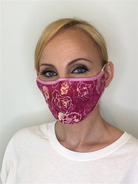 Premium Face Mask For Women Pink Roses | Filter Pocket | Triple Layer | Polypropylene/Cotton ...