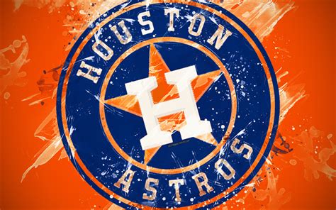 Download wallpapers Houston Astros, 4k, grunge art, logo, american baseball club, MLB, orange ...