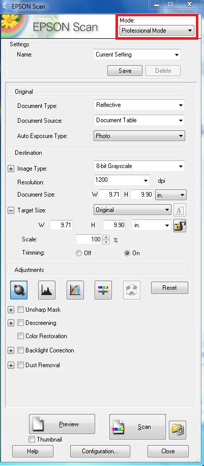 Basic Operation of the Epson 10000XL Flatbed Scanner with EPSON Scan Utility Software ...