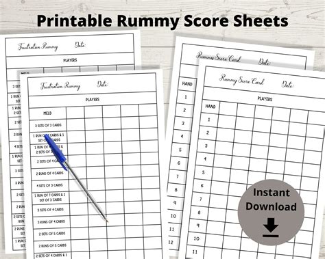 Rummy Score Sheets Frustration Rummy Score Cards, Gin Rummy Scoring ...