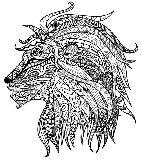 Adult Coloring Pages Lion Head | Lion coloring pages, Animal coloring pages, Mandala coloring pages