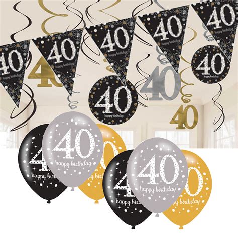 Buy CheerstoYears 40th Birthday Decorations Black and Gold: 40th Birthday Bunting, Balloons ...