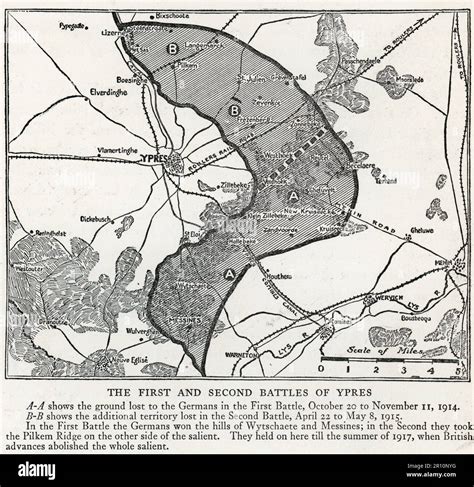 Map of the First and Second Battle of Ypres and the Ypres Salient ...