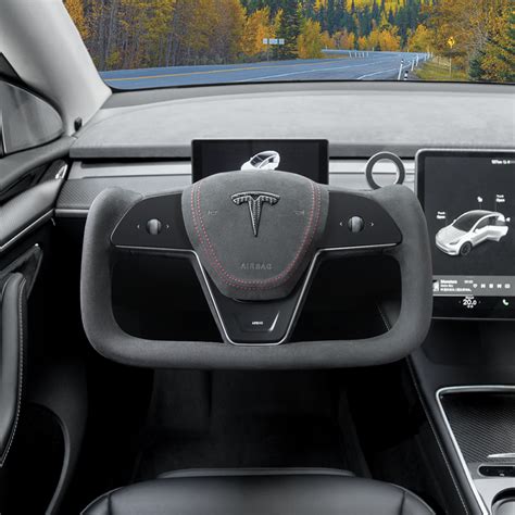 Tesla Model 3/Y Alcantara Black Yoke Steering Wheel Design Inspired by Model X/S Yoke Steering ...