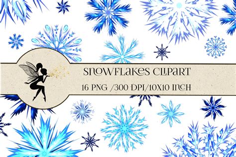 Blue Snowflakes Clipart, 16 PNG Xmas Graphic by Pixy Art Store · Creative Fabrica