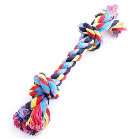 Free Shipping Cotton Rope Pet Dog toy Multicolor For Puppy Double Knot Chew Toy Durable Braided ...