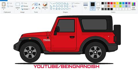 How to draw new mahindra thar jeep on computer using simple paint program car drawing tutorial ...