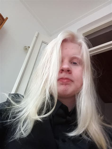 I'm finally confident about my long white hair :) +I'm an albino so I don't have to go to a ...