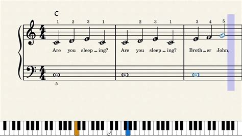 Are You Sleeping Brother John (Frere Jacques) - Easy Piano Sheet Music with Letters - YouTube