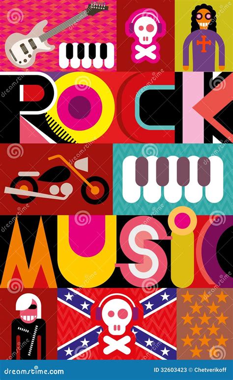 Rock Music Poster stock vector. Illustration of rock - 32603423