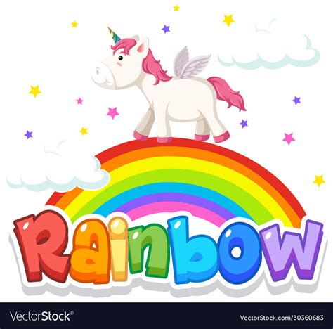 Font design for word rainbow with rainbow Vector Image