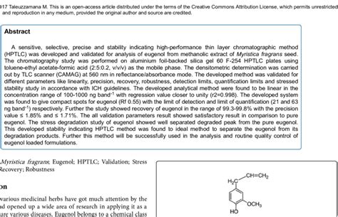 Chemical structure of eugenol. | Download Scientific Diagram