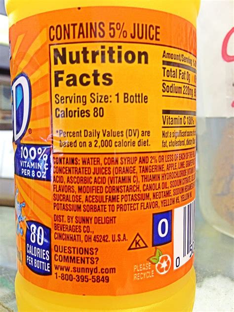 Sunny D Juice Nutrition Facts - Nutrition Pics